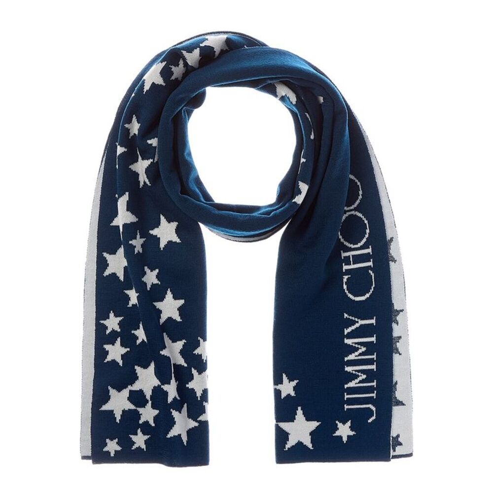 Jimmy Choo Wool-Blend Scarf, Blue